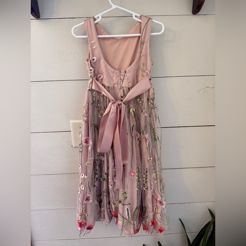 Floral Embroidered Pink Flower Girl Dress 4T - Picture 5 of 14